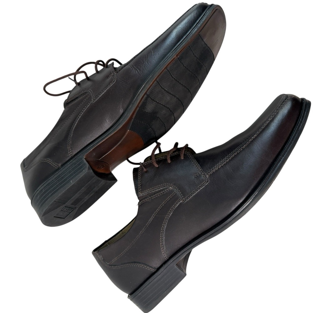 Fretz Men Business Brown Leather Oxford Shoes Size US 9 Square Toe Dress Lace Up - Picture 3 of 9